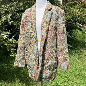 Vintage Tapestry Woven Prophecy Blazer with zebras, elephants, cranes, etc.!!